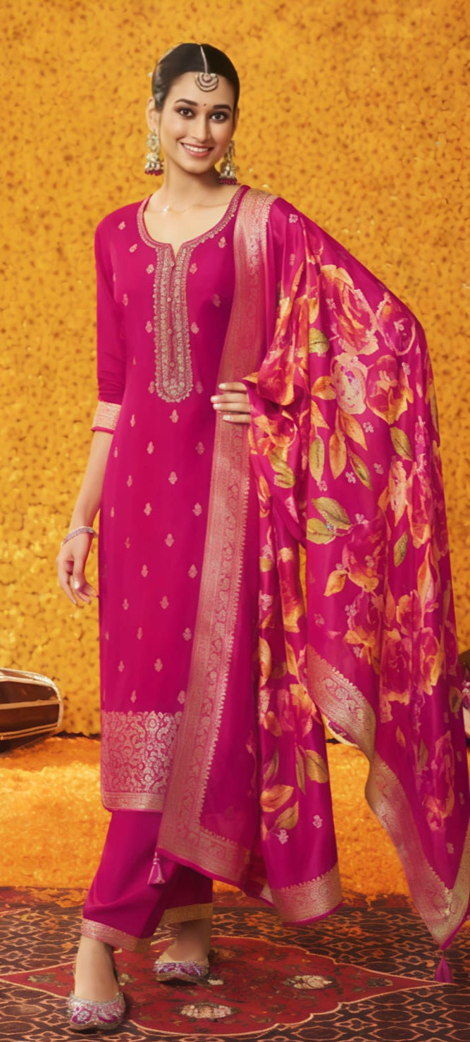Rani Silk Suit with Zari work