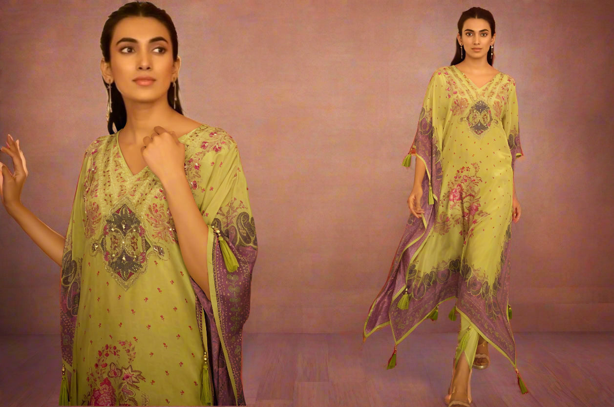 Green Kaftan with Tulip Pants