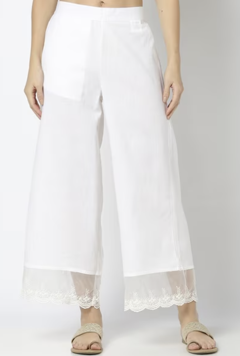 Palazzo with Lace Hemline