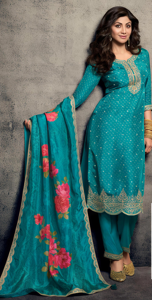 Firozi Zari Work Suit