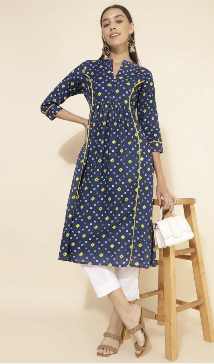 Bandhani Printed A-Line Kurta