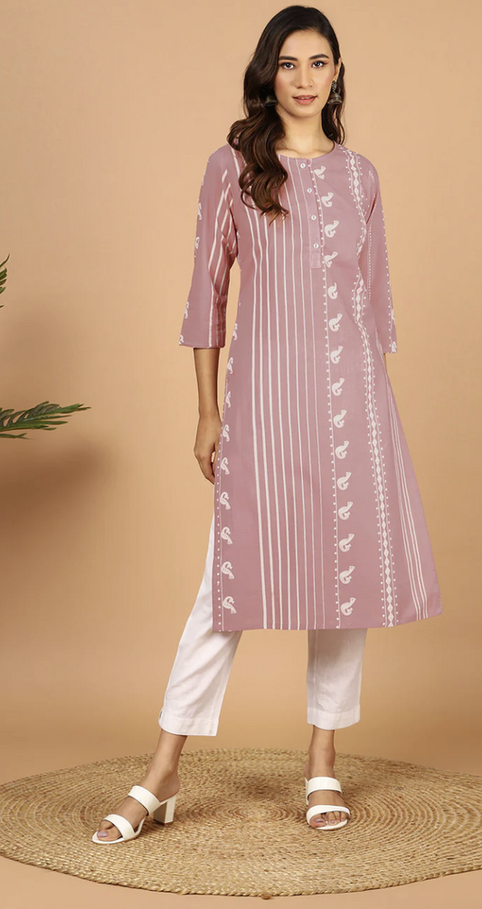 Pastel Pink Animal Print Kurta