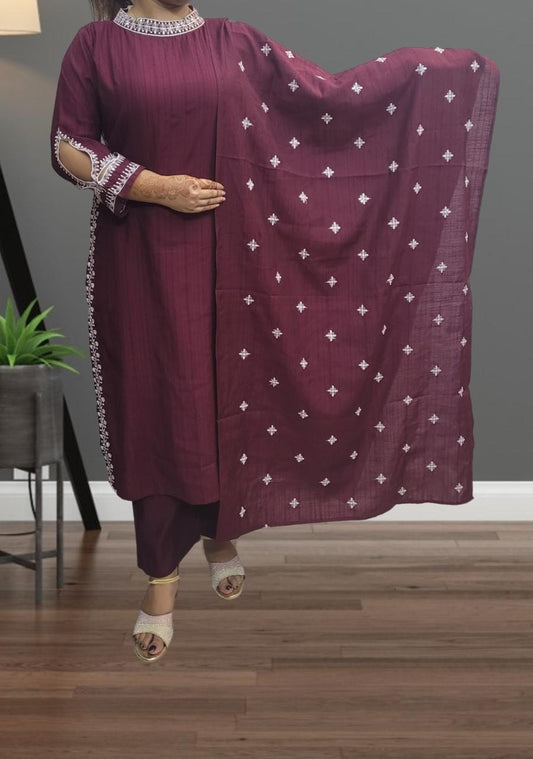 Burgundy Designer Silk Outfit