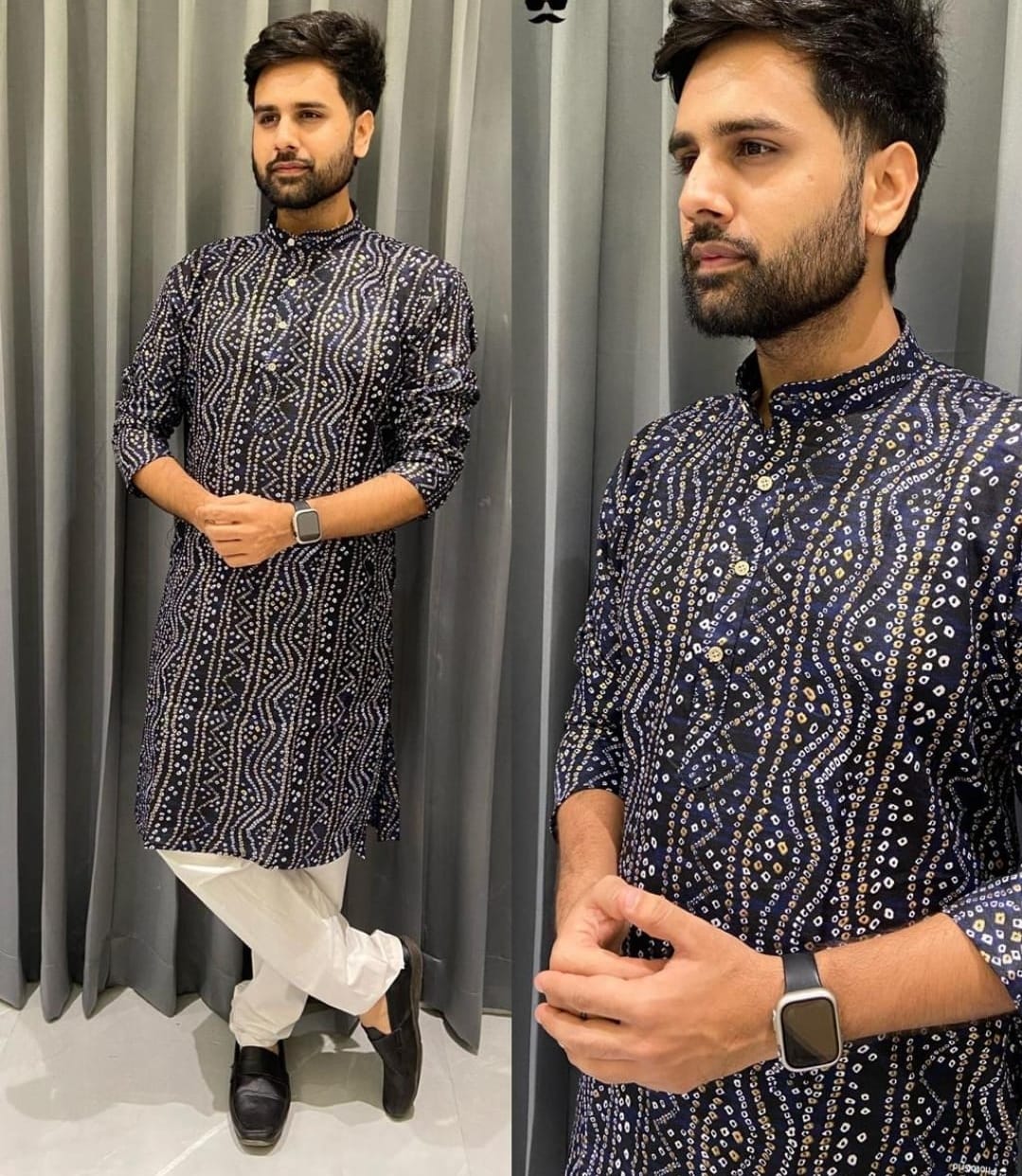 Blue Bandhani Kurta Pant Set