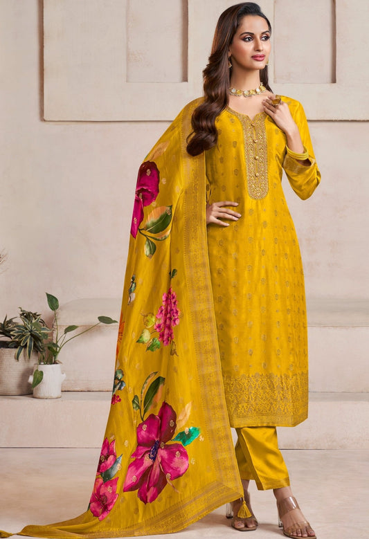 Mustard Russian Silk Suit