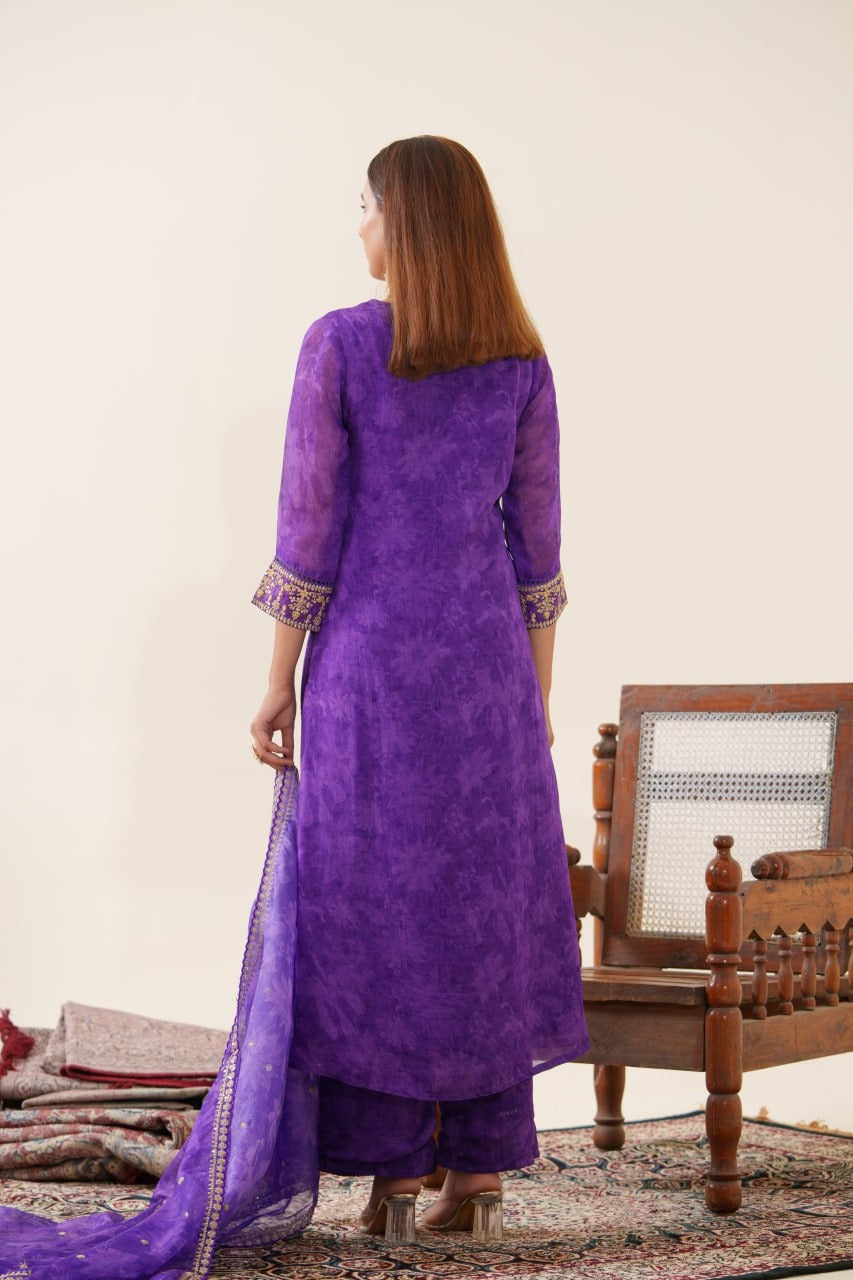 Purple Organza with Zari Suit