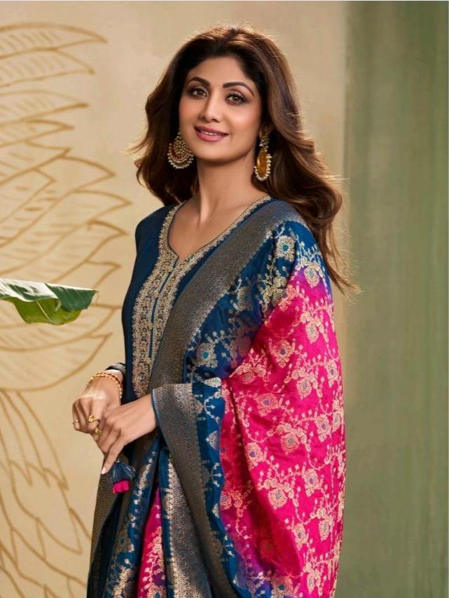 Royal Blue Gown with Dupatta Set