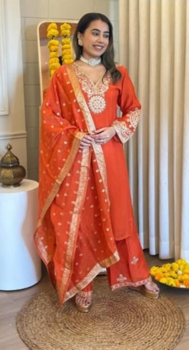 Orange Designer Wear Suit