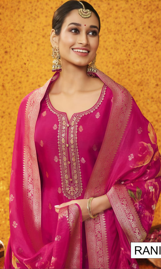 Rani Silk Suit with Zari work