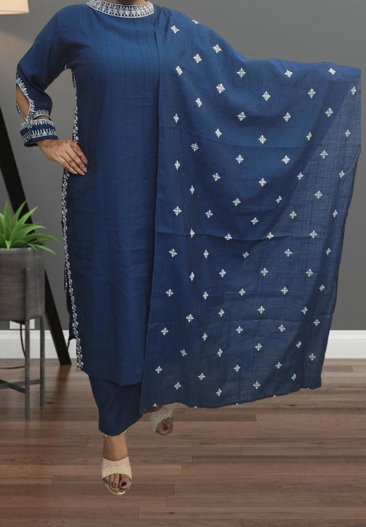 Peacock Blue Designer Silk outfit