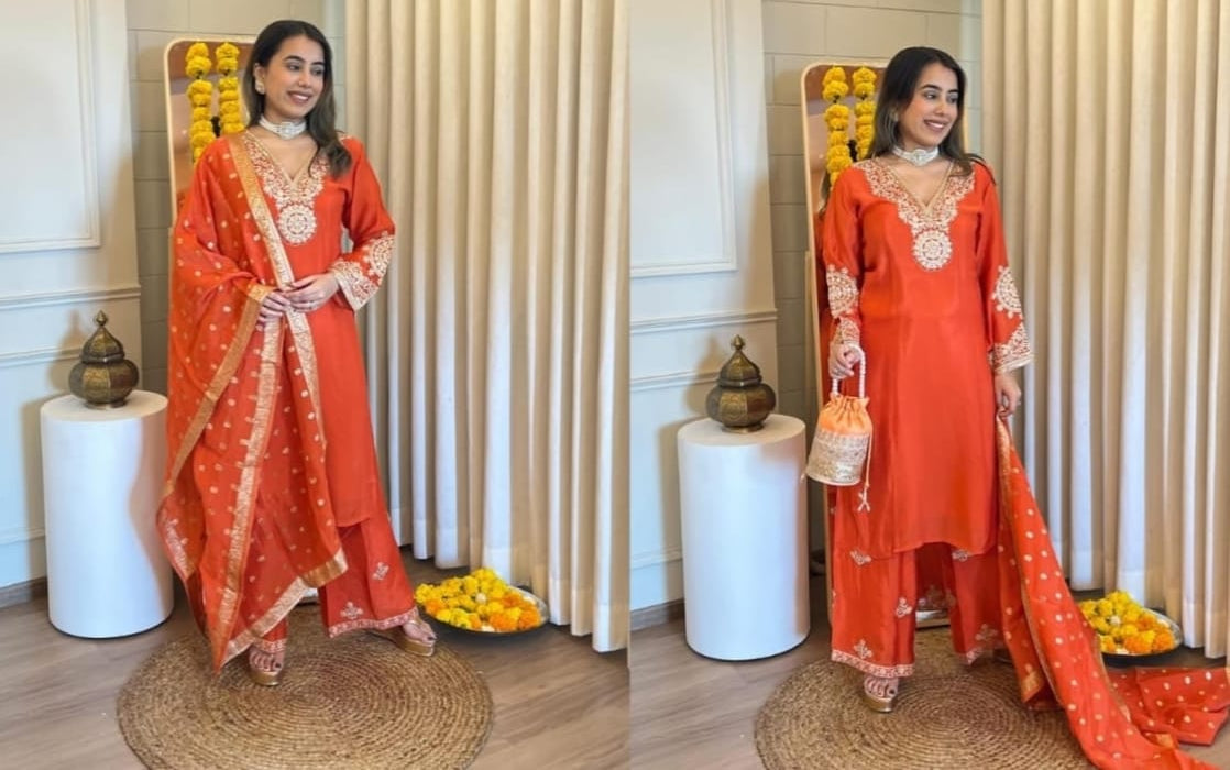 Orange Designer Wear Suit