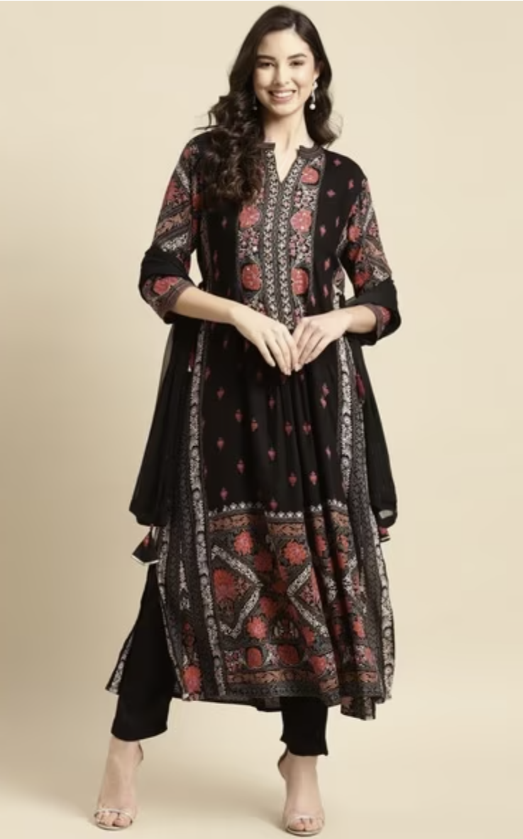 Floral Print Straight Kurta Set