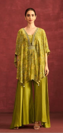 Green Poncho and Pant Set